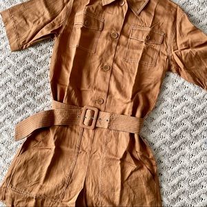Maje Short Jumpsuit with Belt and Four Pockets